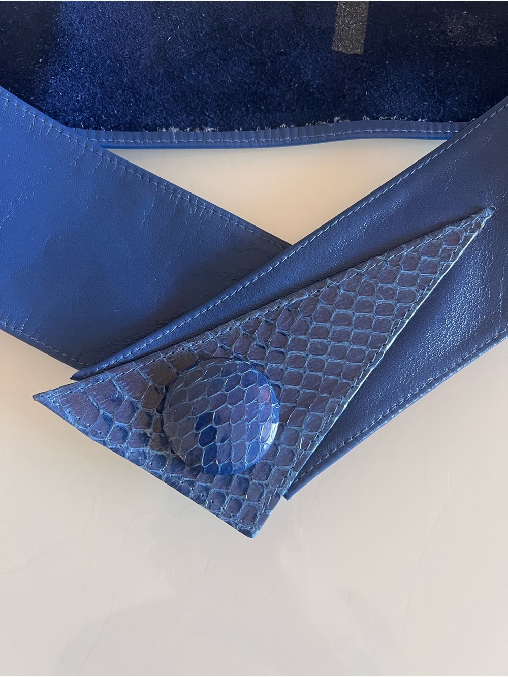 Boutique Blue Leather Statement Waist Belt Avant Garde Retro Wide Belt - Picture 2 of 12